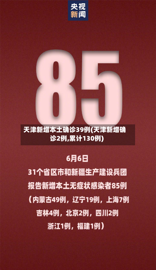 天津新增本土确诊39例(天津新增确诊2例,累计130例)