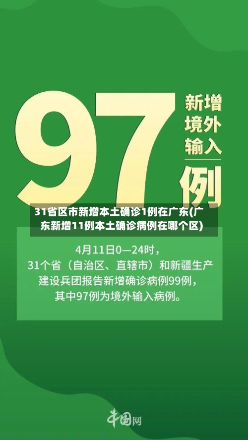 31省区市新增本土确诊1例在广东(广东新增11例本土确诊病例在哪个区)